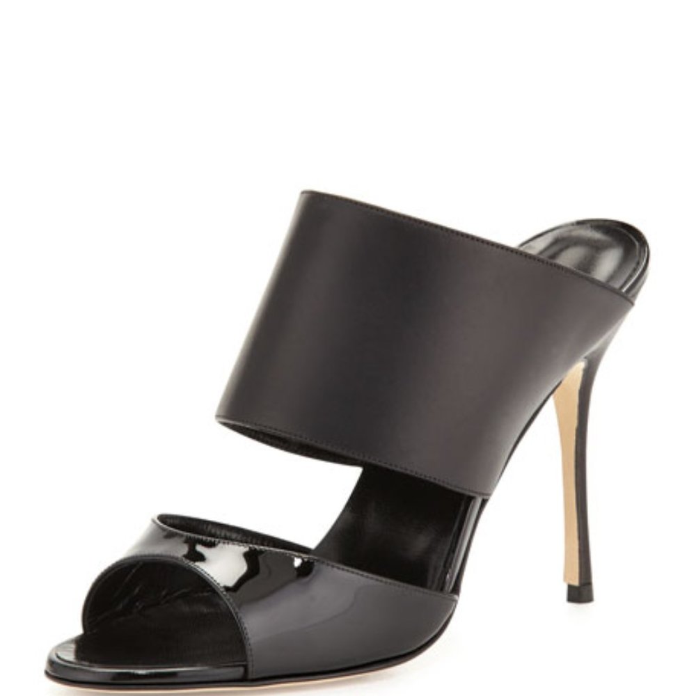 Manolo Blahnik Leather Ripta Mule Heel NWT